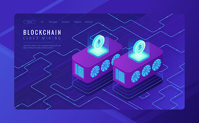 Image showing Isometric cloud mining landing page concept.