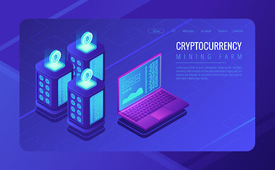 Image showing Isometric mining farm landing page concept.