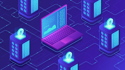 Image showing Isometric mining farm concept.