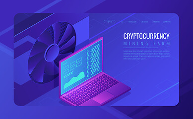 Image showing Isometric mining farm landing page concept.