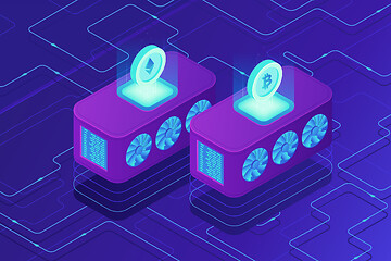 Image showing Isometric cloud mining concept.