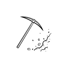 Image showing Pickaxe chisel hand drawn outline doodle icon.