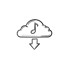 Image showing Cloud music concept hand drawn outline doodle icon.