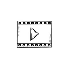 Image showing Video frame of entertainment movie hand drawn outline doodle icon.