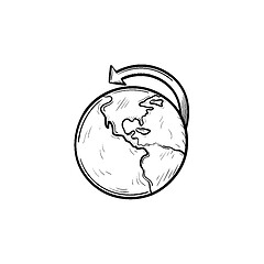 Image showing Global transportation and delivery concept hand drawn outline doodle icon.