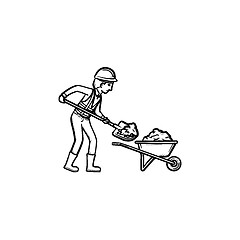 Image showing Mining worker hand drawn outline doodle icon.