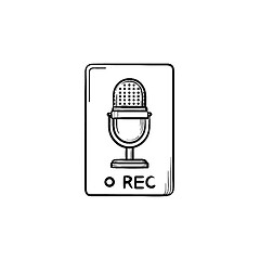 Image showing Record button hand drawn outline doodle icon.