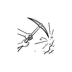 Image showing Pickaxe chisel hand drawn outline doodle icon.