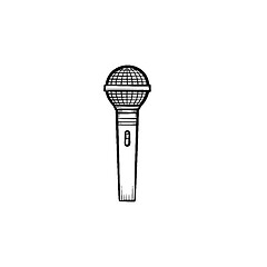 Image showing Speaking microphone hand drawn outline doodle icon.