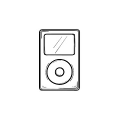 Image showing Mp3 player hand drawn outline doodle icon.