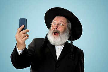 Image showing Portrait of old senior orthodox Hasdim Jewish man