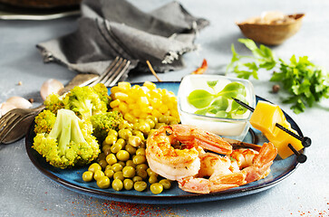 Image showing shrimps with vegetables