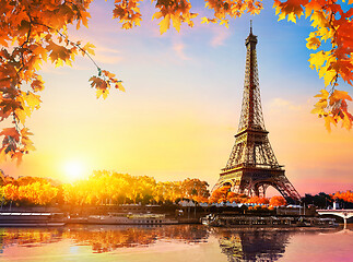 Image showing Eiffel Tower in sunrise time