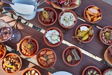 Image showing Tapas served in many small plates