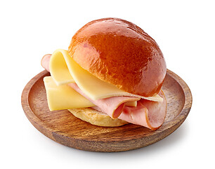 Image showing breakfast sandwich with ham sausage and cheese