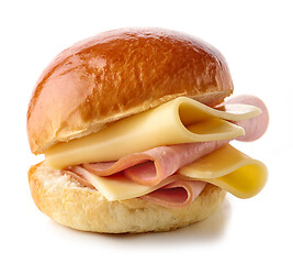 Image showing breakfast sandwich with cheese and ham