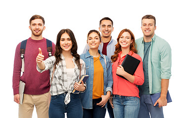 Image showing group of smiling students showing thumbs up