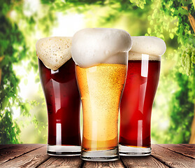 Image showing Mugs of light beer