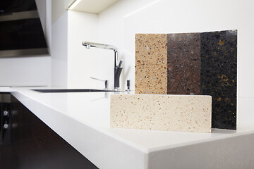 Image showing Different Quartz Kitchen Counter Top Samples