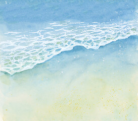 Image showing Sea wave water. Abstract Watercolor and acrylic flow blot smear 