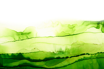 Image showing Art Abstract Green painting blots landscape horizontal backgroun