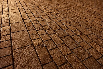 Image showing Stone Pavement Pattern At Night