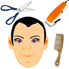 Image showing Person men and tools for haircut hair