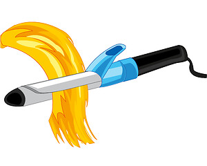 Image showing Electric instrument curling iron and tress hair