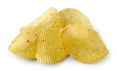 Image showing potato chips on white background