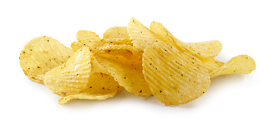 Image showing potato chips on white background