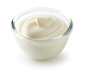 Image showing glass bowl of whipped sour cream yogurt