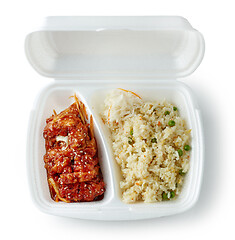 Image showing chinese food in take away plastic box