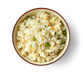 Image showing bowl of fried rice and vegetables with egg