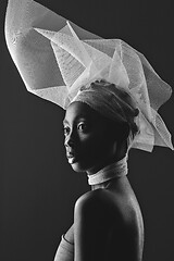 Image showing Beautiful african girl with veil hat