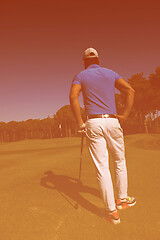 Image showing golf player portrait from back