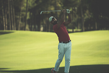 Image showing golf player hitting long shot