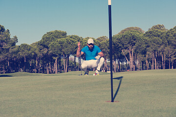 Image showing golf player aiming perfect  shot