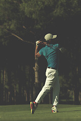 Image showing golf player hitting long shot