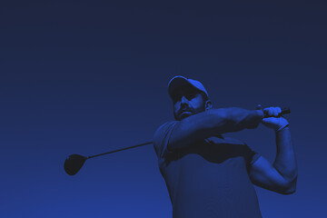 Image showing golf player hitting shot