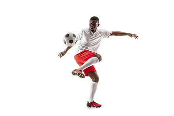 Image showing Professional african football soccer player isolated on white background