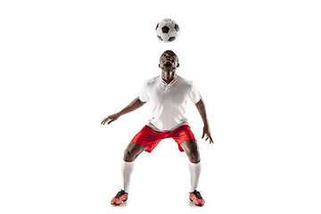 Image showing Professional african football soccer player isolated on white background