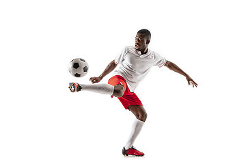 Image showing Professional african football soccer player isolated on white background