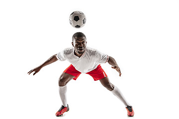 Image showing Professional african football soccer player isolated on white background