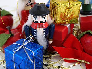 Image showing Nutcracker Ornament and Gift Boxes