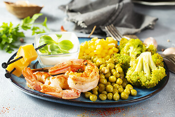 Image showing shrimps with vegetables