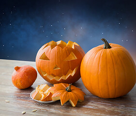 Image showing jack-o-lantern or carved halloween pumpkin