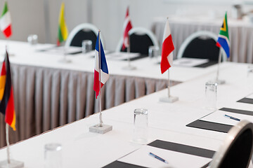 Image showing table in boardroom at international conference