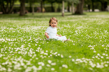 Image showing happy little baby girl at park in summer