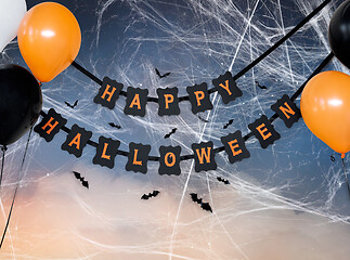 Image showing happy halloween party garland with air balloons