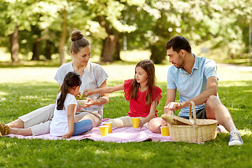 Image showing happy family having picnic at summer park